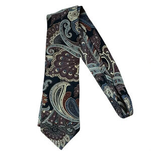 Vintage Peter Thomas by Superba Italian 100% Silk Tie Made in USA Brown Paisley